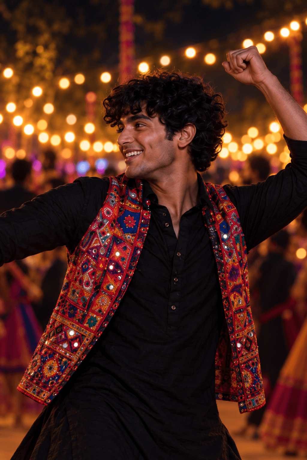 Aarav dancing at a Garba celebration